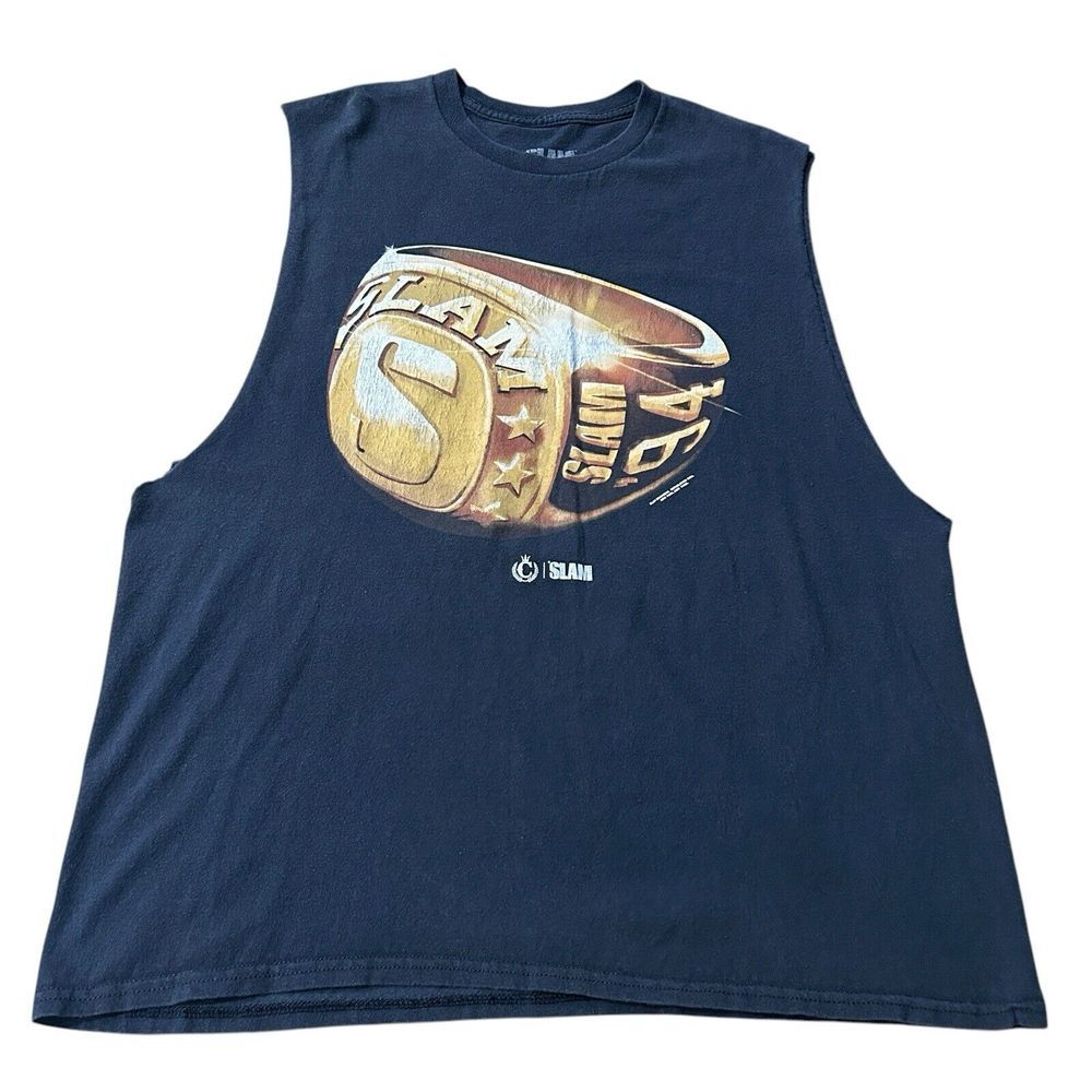 Slam Culture Kings Men's Short Sleeve Ring Graphic T-Shirt AC9 Black Cut Off VTG
